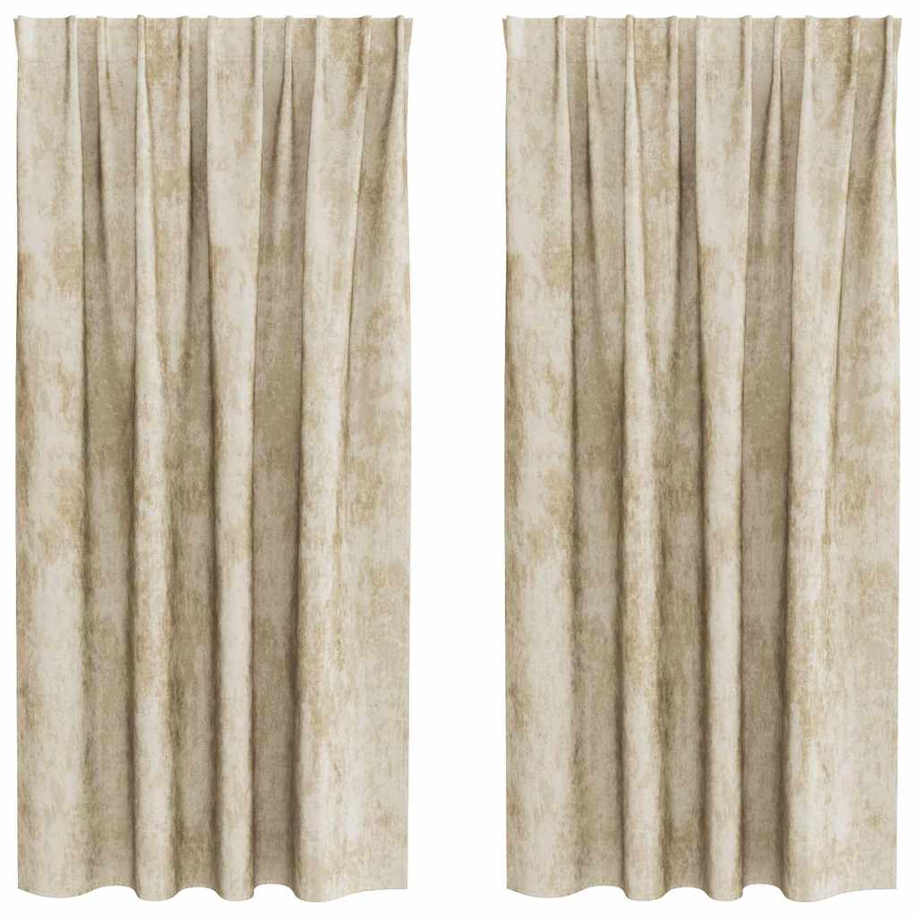 Βελούδινες Κουρτίνες 2 pcs Κρεμ 175 x 140 εκ. Βελούδο