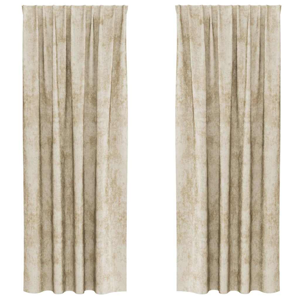 Βελούδινες Κουρτίνες 2 pcs Κρεμ 225 x 140 εκ. Βελούδο