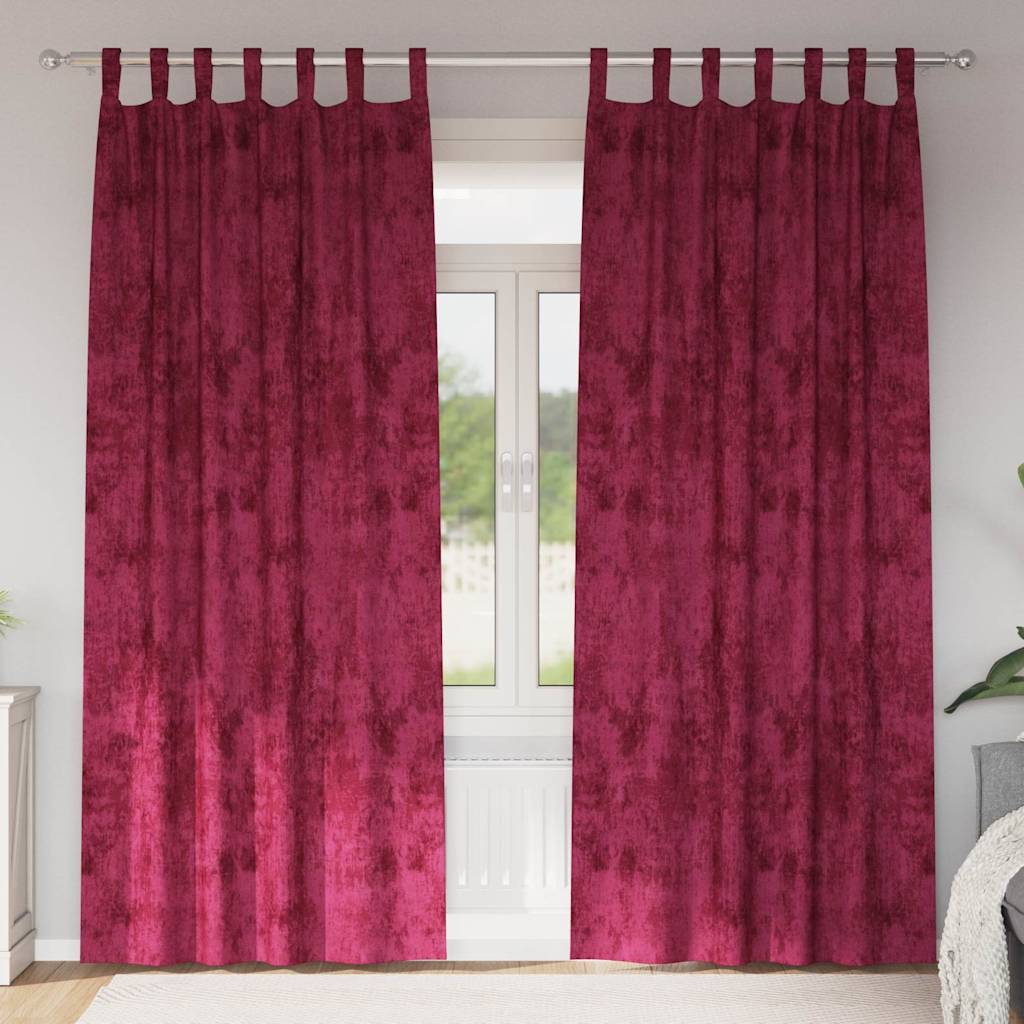 Βελούδινες Κουρτίνες 2 pcs Μπορντό 225 x 140 εκ. Βελούδο - Pakobazaar