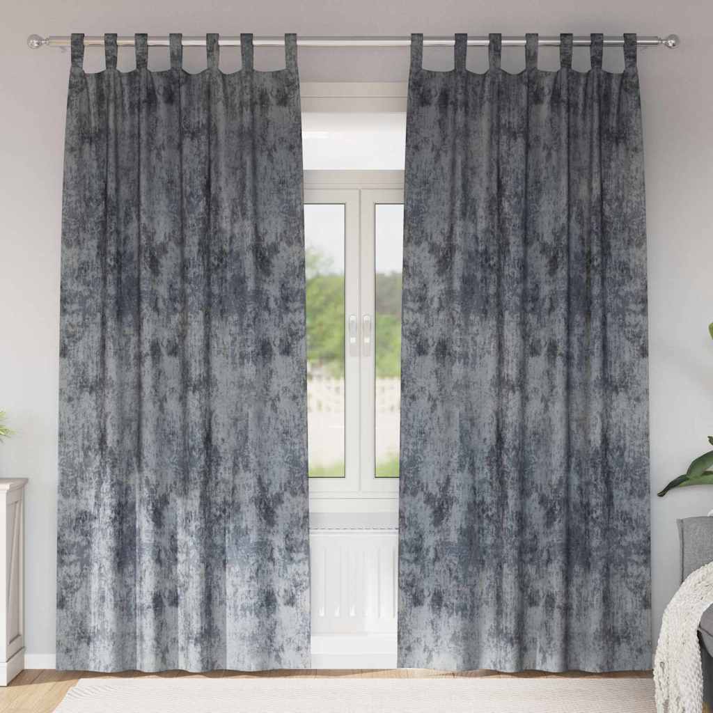 Βελούδινες Κουρτίνες 2 pcs Ασημί Γκρι 245 x 140 εκ. Βελούδο