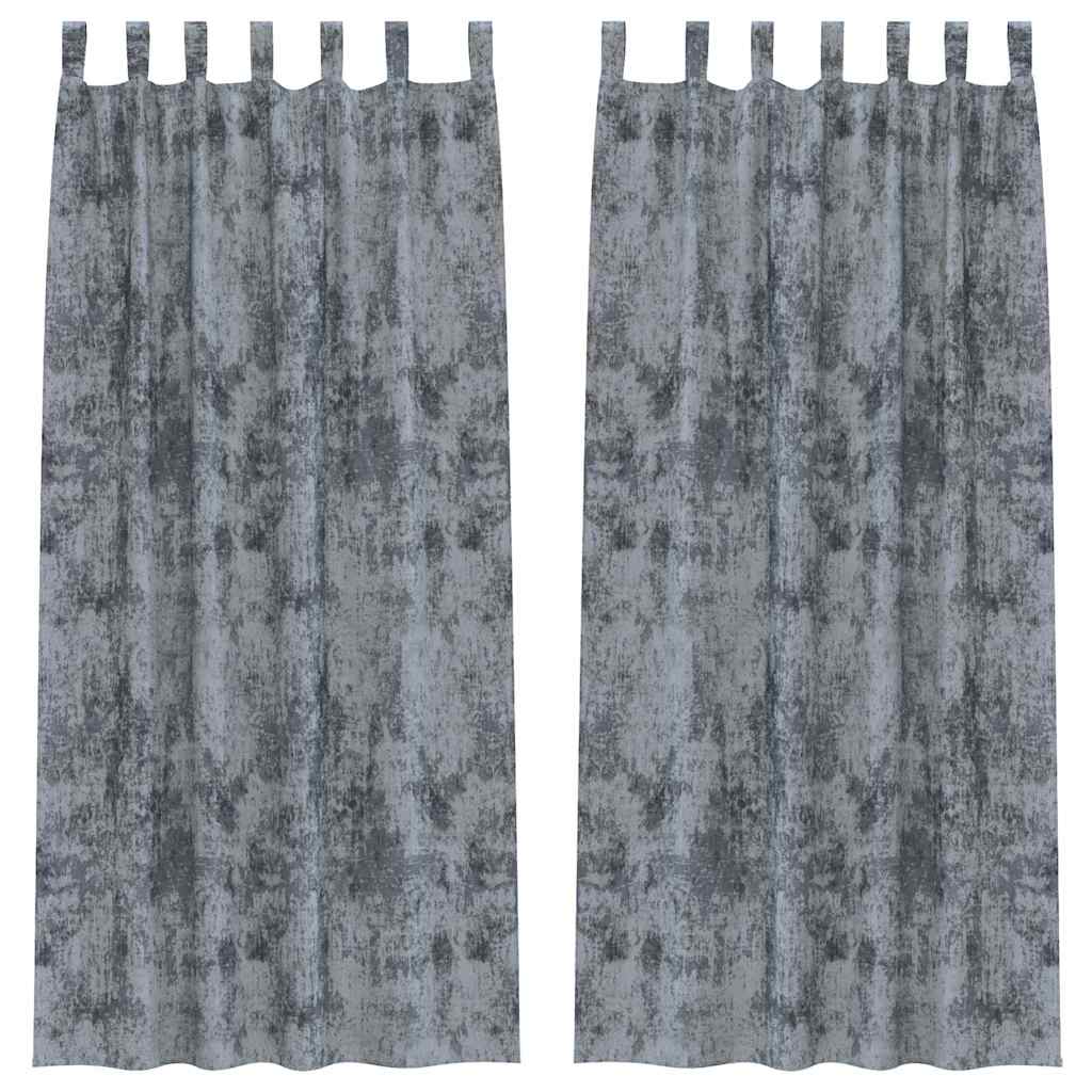 Βελούδινες Κουρτίνες 2 pcs Ασημί Γκρι 245 x 140 εκ. Βελούδο