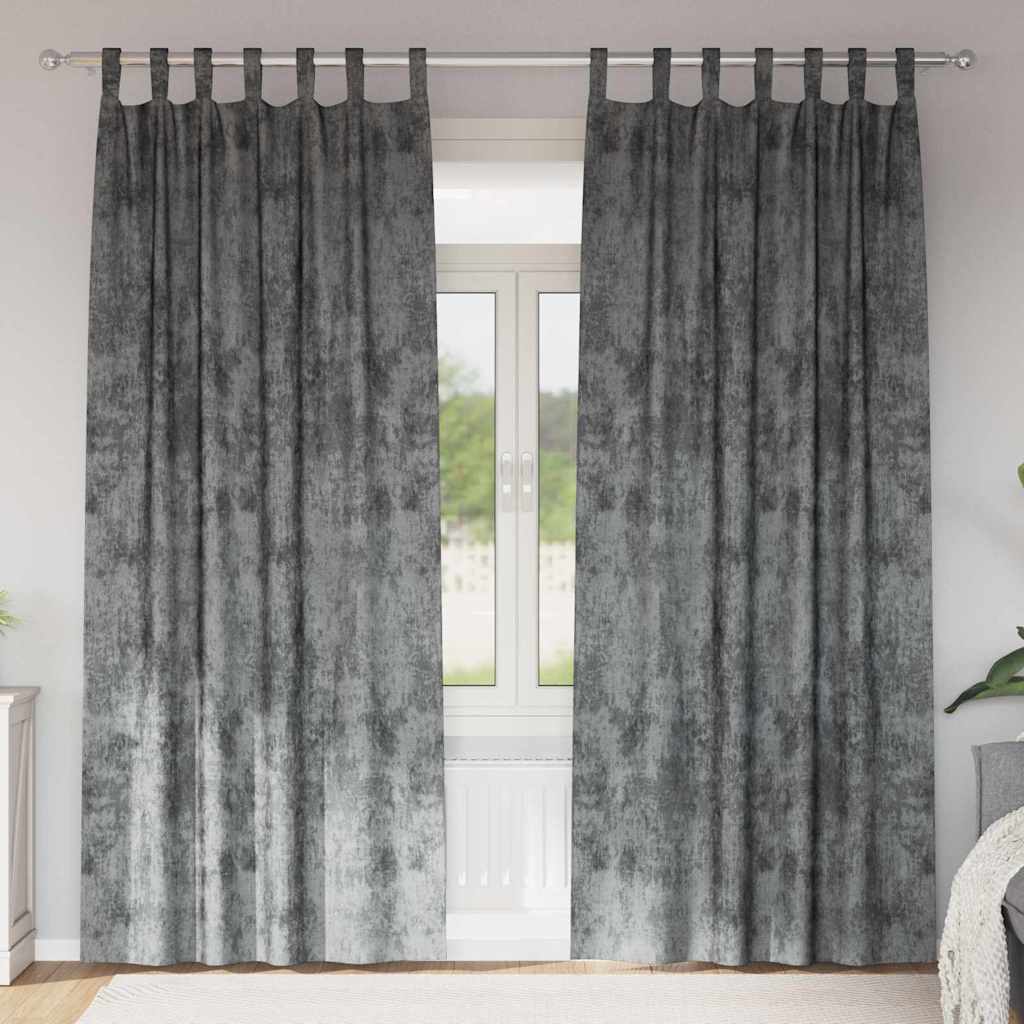 Βελούδινες Κουρτίνες 2 pcs Γκρι 245 x 140 εκ. Βελούδο