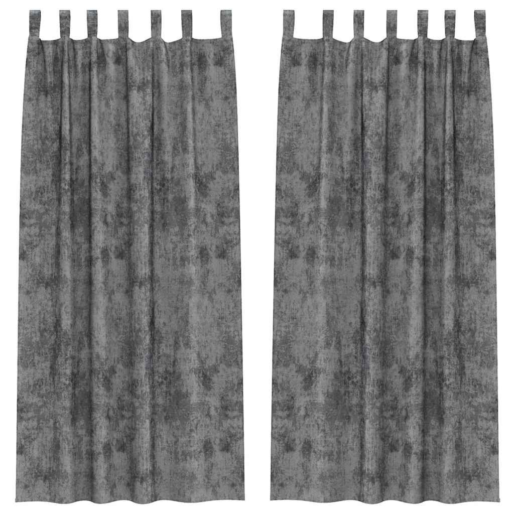 Βελούδινες Κουρτίνες 2 pcs Γκρι 245 x 140 εκ. Βελούδο
