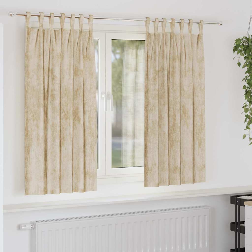 Βελούδινες Κουρτίνες 2 pcs Κρεμ 175 x 140 εκ. Βελούδο