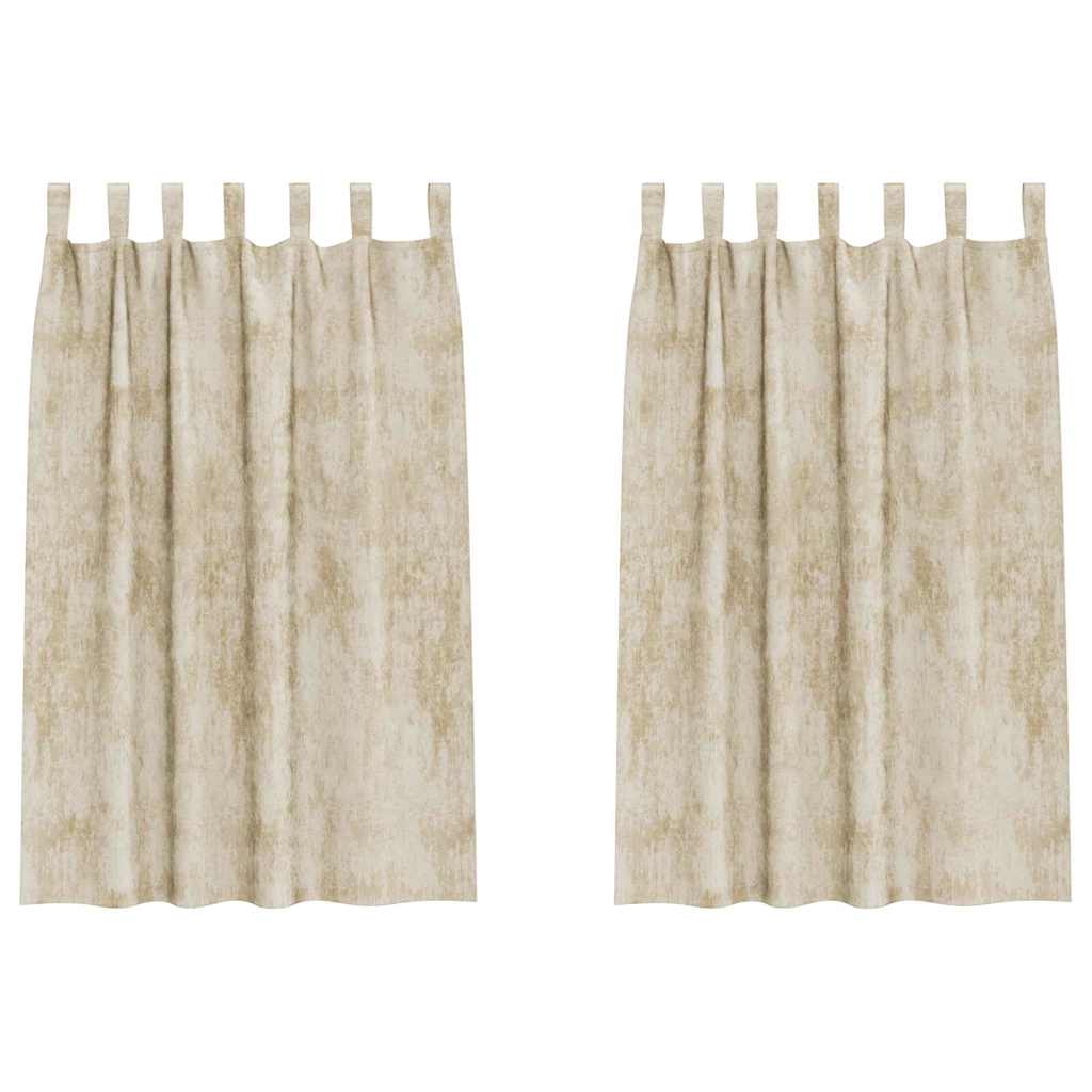 Βελούδινες Κουρτίνες 2 pcs Κρεμ 175 x 140 εκ. Βελούδο