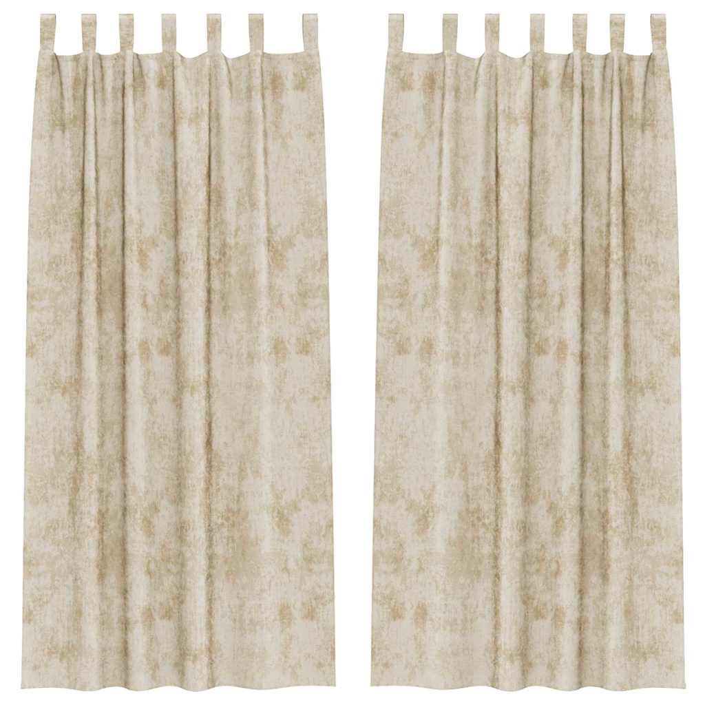 Βελούδινες Κουρτίνες 2 pcs Κρεμ 245 x 140 εκ. Βελούδο