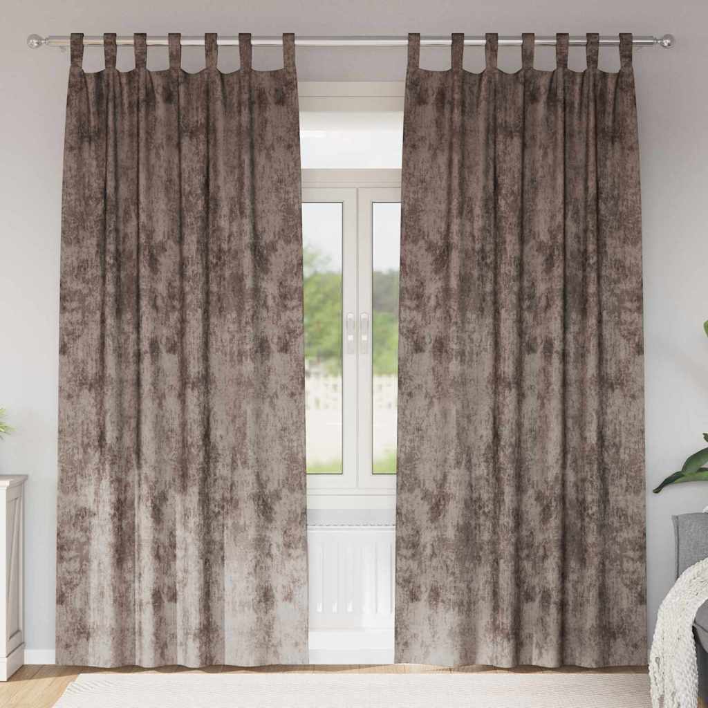 Βελούδινες Κουρτίνες 2 pcs Καπουτσίνο 245 x 140 εκ. Βελούδο