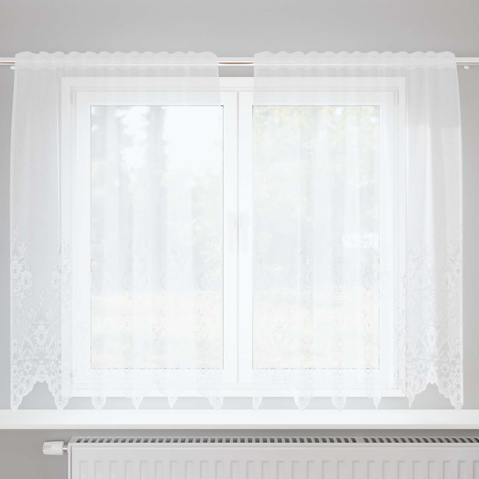 Κουρτίνα Δαντέλας Λευκό 150 x 160 cm Πολυεστέρας
