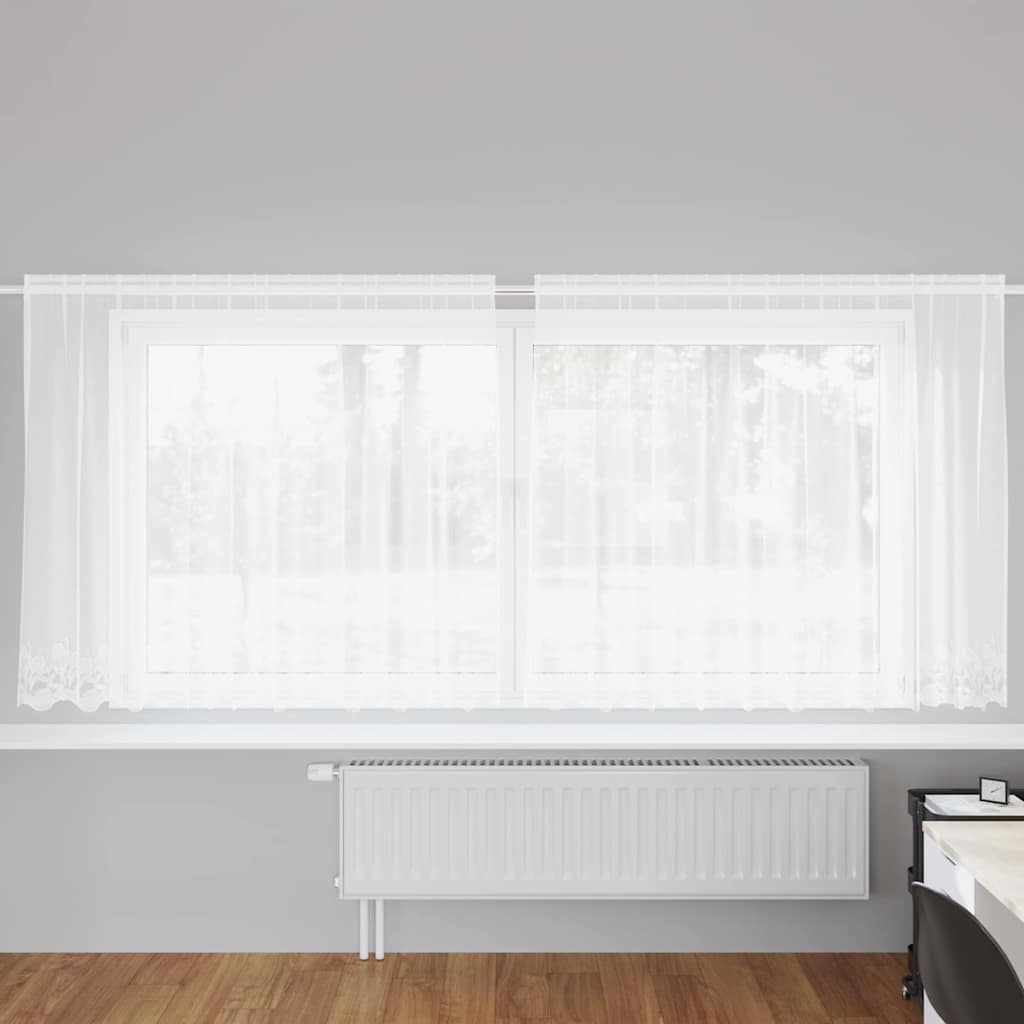 Κουρτίνα Δαντέλας με κουρτίνες Λευκό 140 x 300 cm Πολυεστέρας