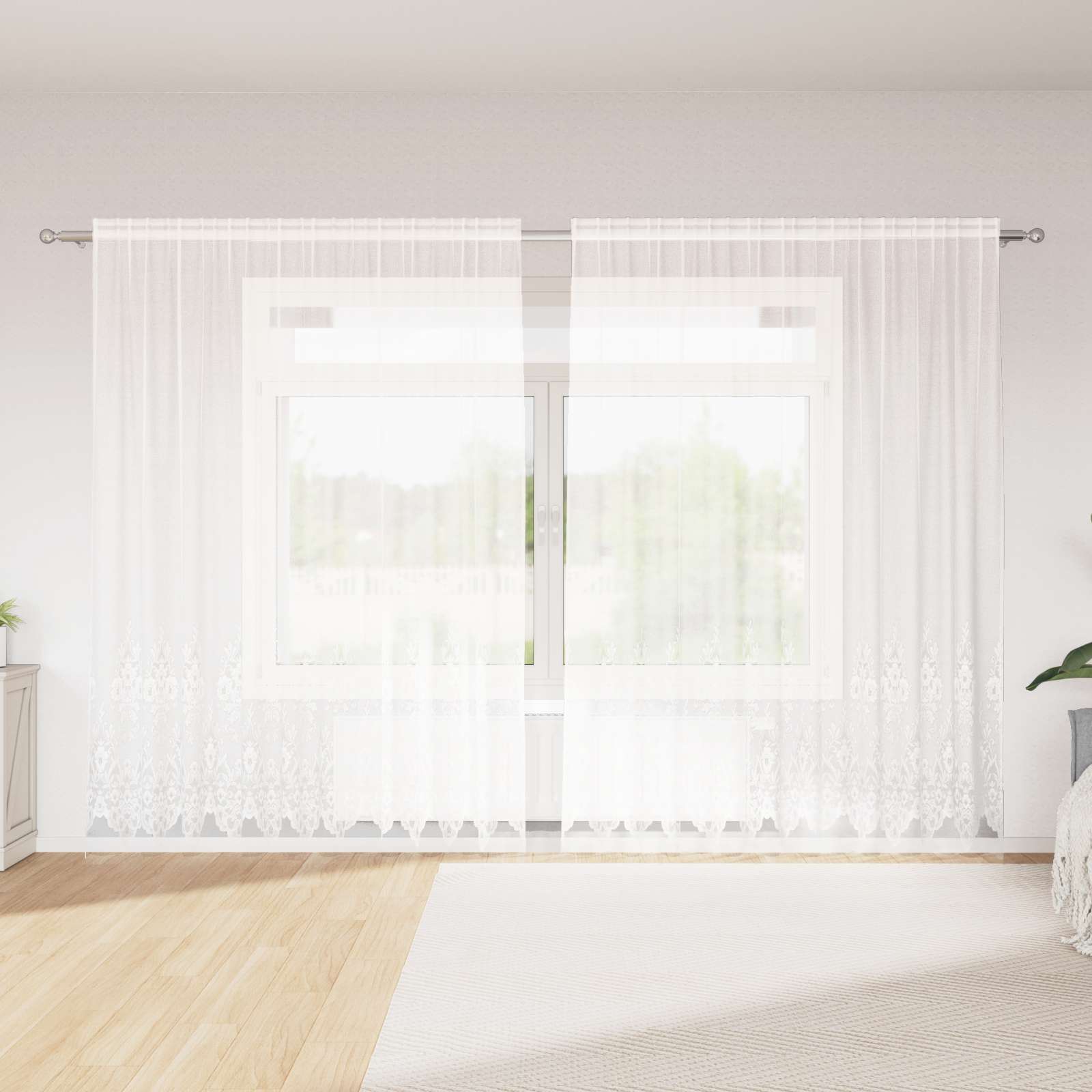 Κουρτίνα Δαντέλας με κουρτίνες Λευκό 220 x 300 cm Πολυεστέρας