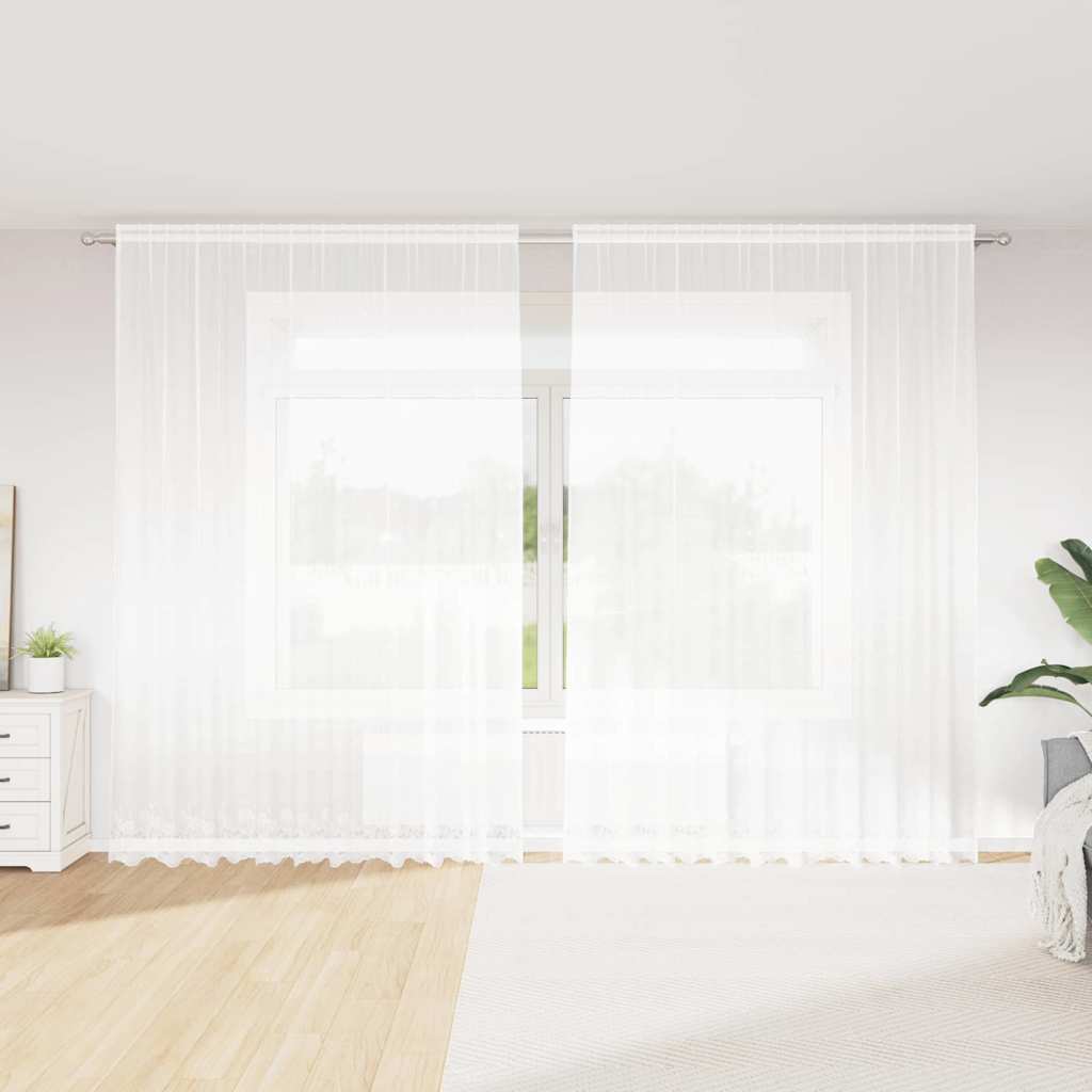 Κουρτίνα Δαντέλας με κουρτίνες Λευκό 280 x 300 εκ Πολυεστέρας