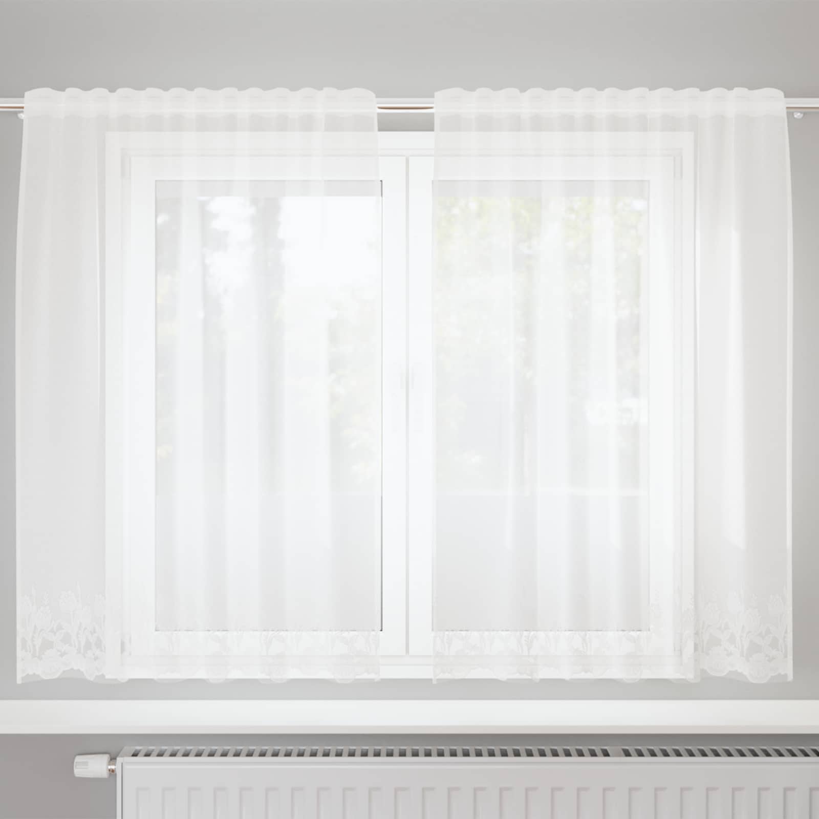 Κουρτίνα Δαντέλας με κουρτίνες Λευκό 140 x 150 cm Πολυεστέρας - Pakobazaar
