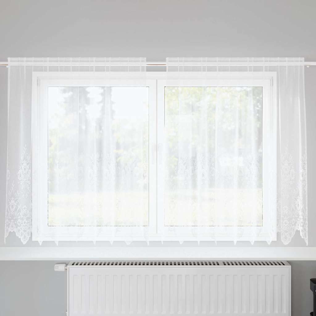 Κουρτίνα Δαντέλας με κουρτίνες Λευκό 140 x 200 cm Πολυεστέρας