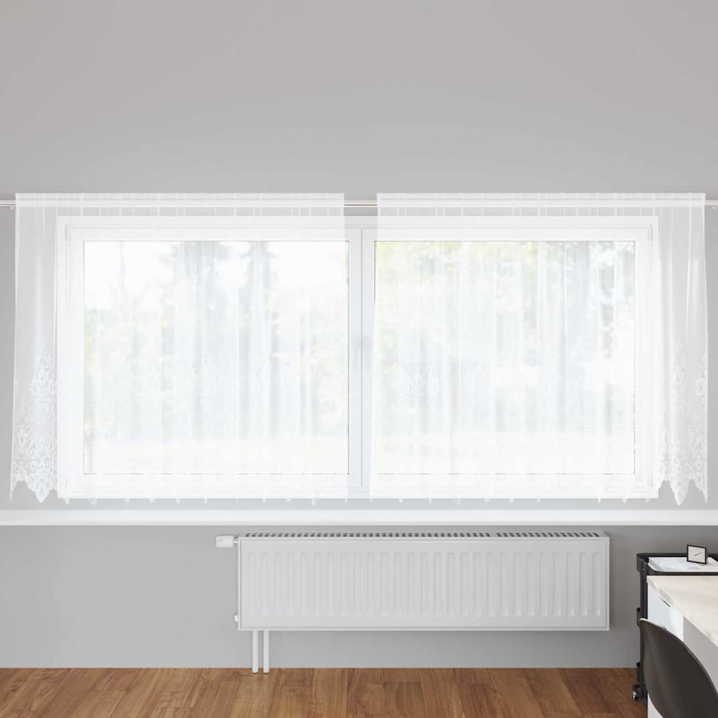 Κουρτίνα Δαντέλας με κουρτίνες Λευκό 300 x 140 cm Πολυεστέρας - Pakobazaar