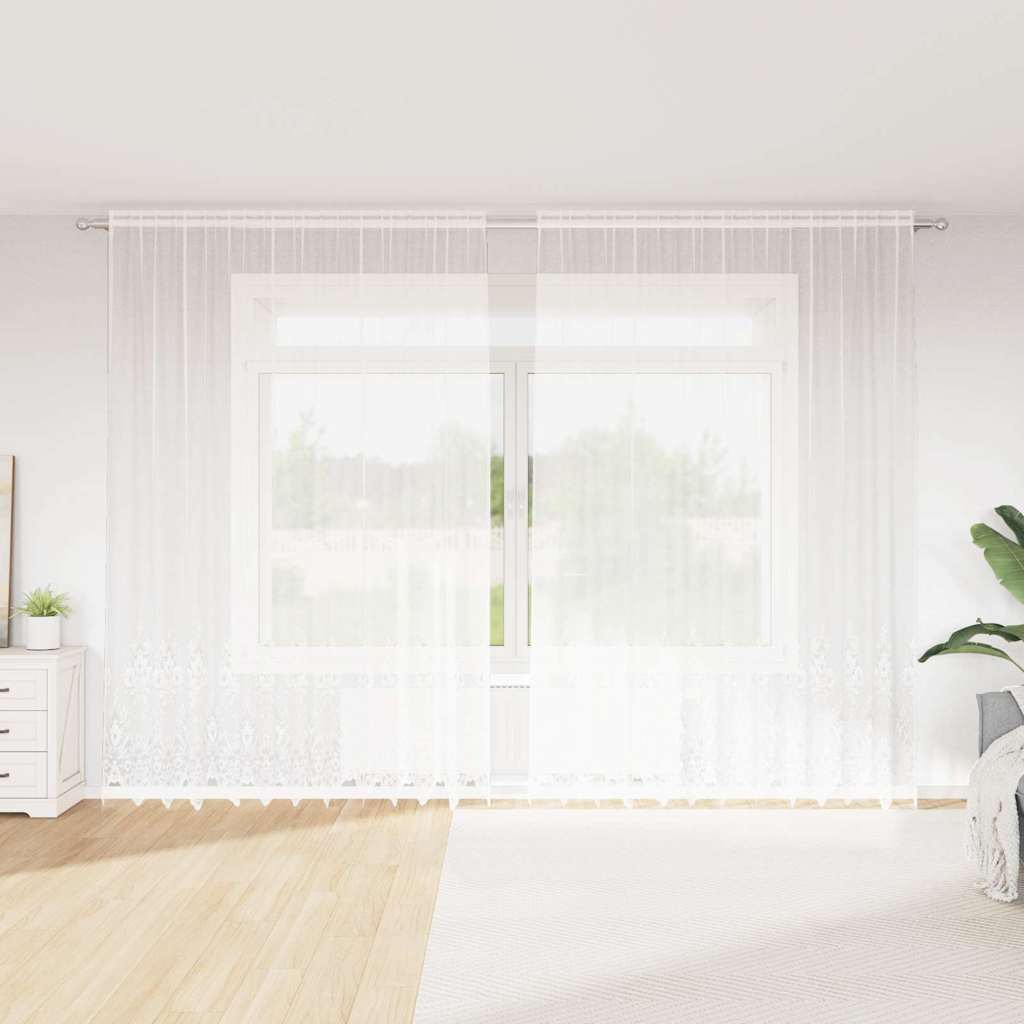 Κουρτίνα Δαντέλας με κουρτίνες Λευκό 260 x 300 εκ Πολυεστέρας