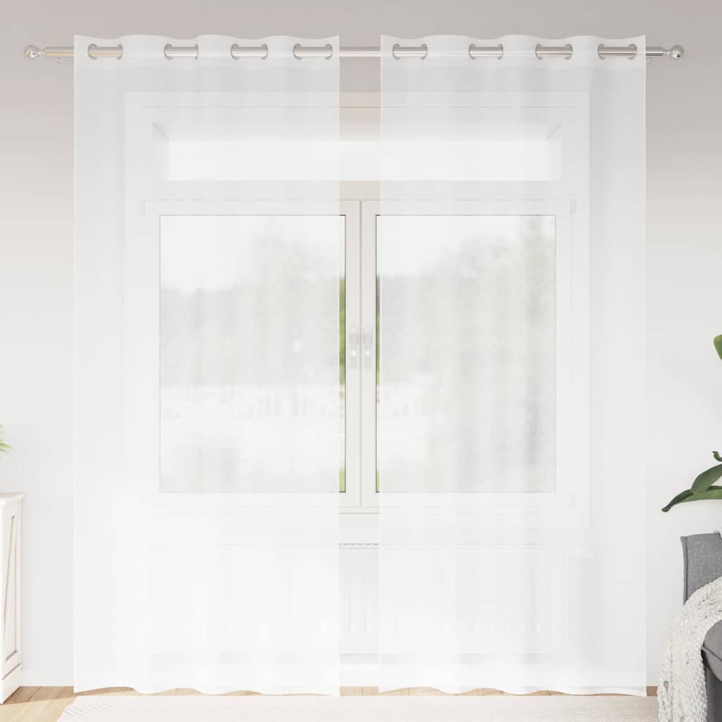 Κουρτίνα βυσσινί 2 pcs Λευκό 260 x 140 εκ. Πολυεστέρας - Pakobazaar
