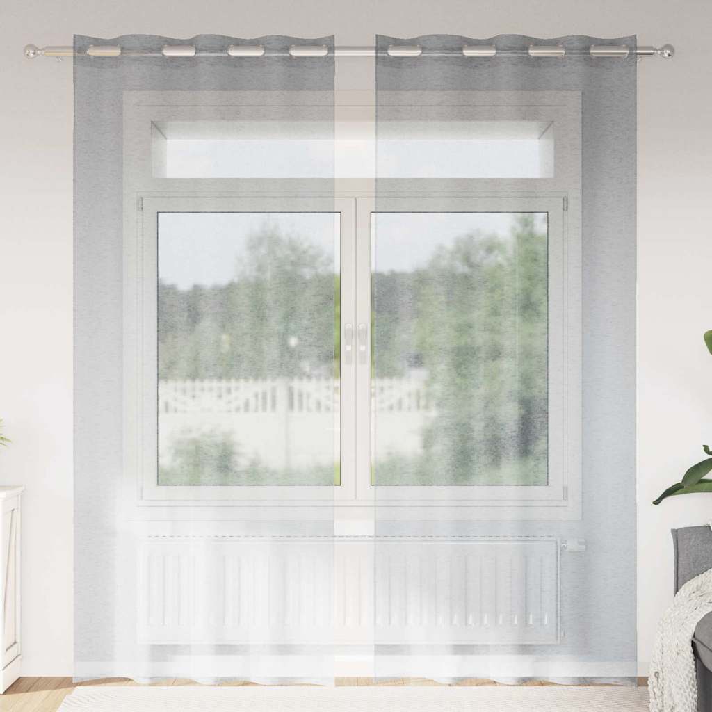 Κουρτίνα βυσσινί 2 pcs Σκούρο Γκρι 245 x 140 εκ. Πολυεστέρας