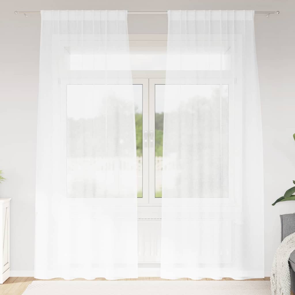 Κουρτίνα βυσσινί 2 pcs Λευκό 260 x 140 εκ. Πολυεστέρας - Pakobazaar