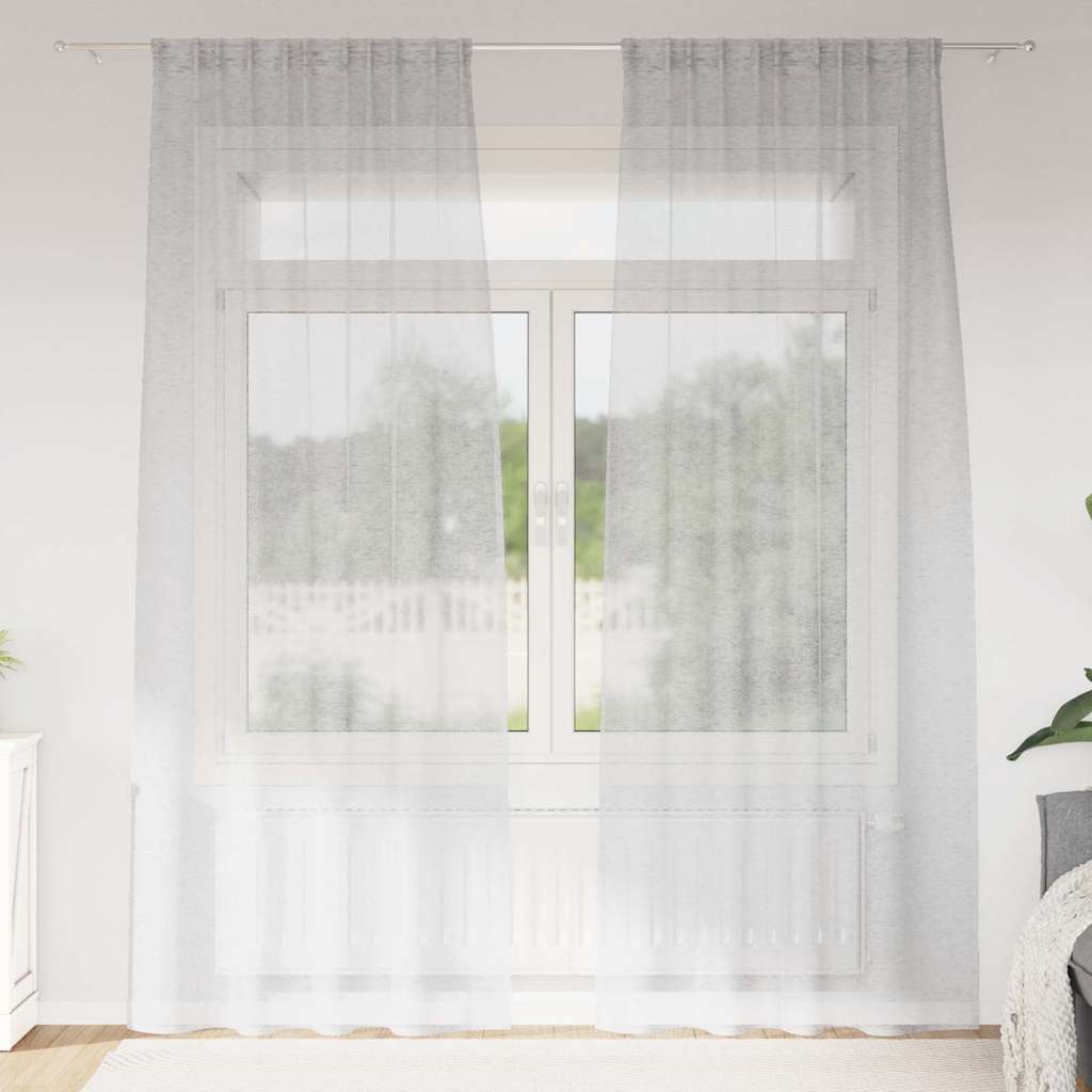 Κουρτίνα βυσσινί 2 pcs Ανοιχτό γκρι 260 x 140 εκ. Πολυεστέρας