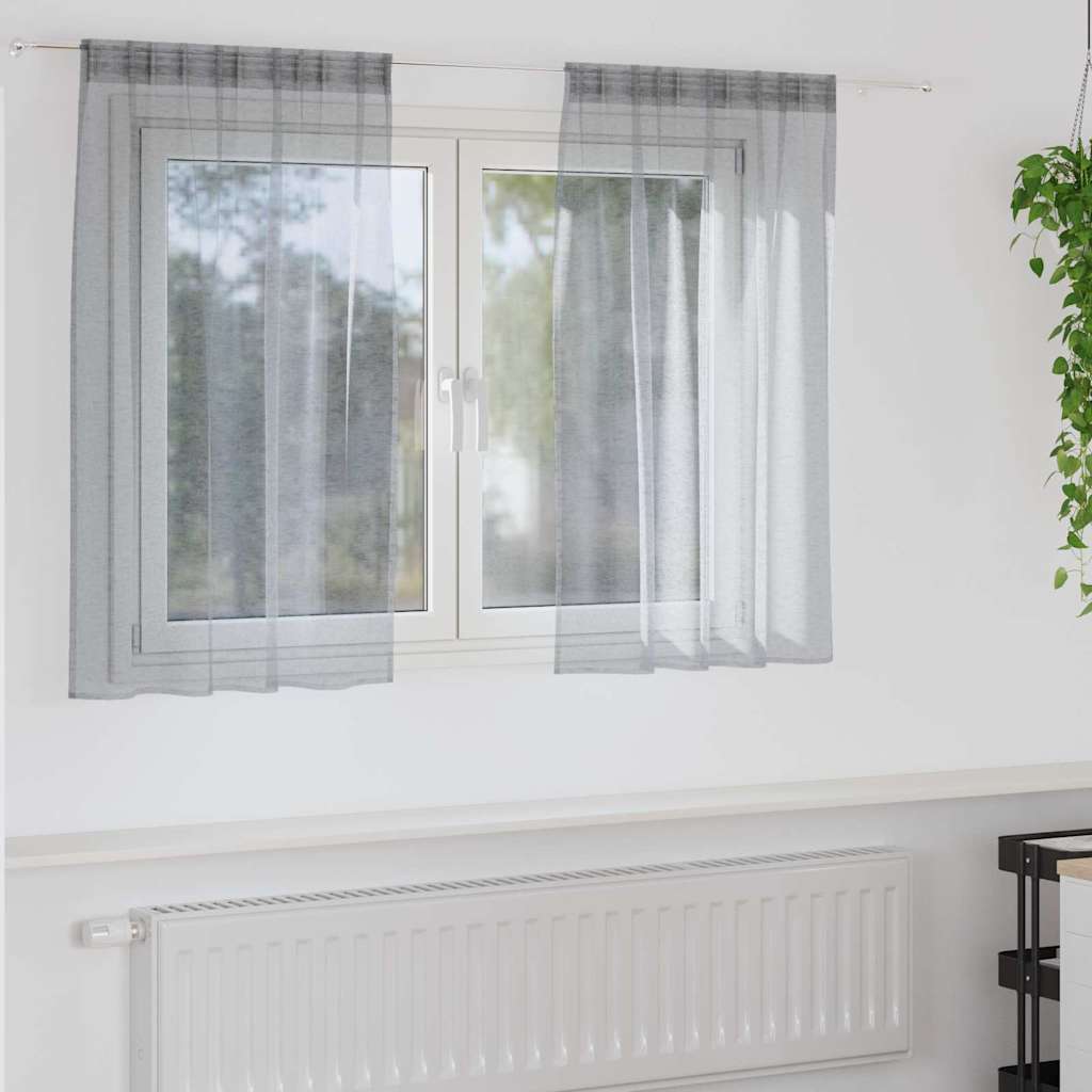 Κουρτίνα βυσσινί 2 pcs Σκούρο Γκρι 140 x 140 cm Πολυεστέρας