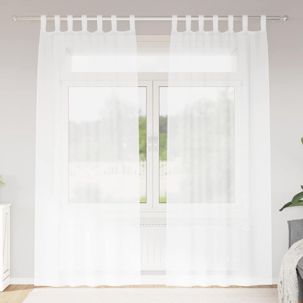 Κουρτίνα βυσσινί 2 pcs Λευκό 225 x 140 εκ. Πολυεστέρας