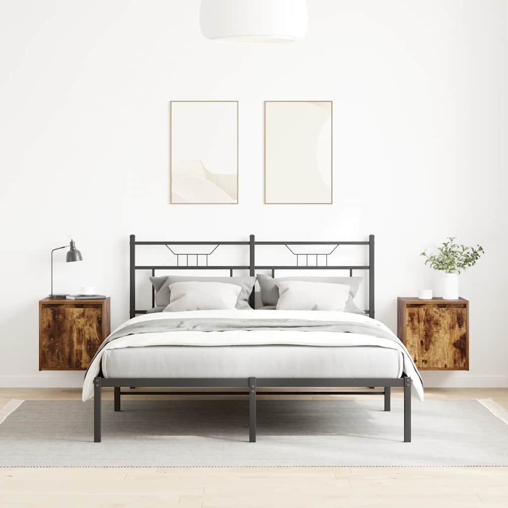 Κομοδίνα Επιτοίχια 2 τεμ. Καπνιστή Δρυς 38x34x40 εκ.