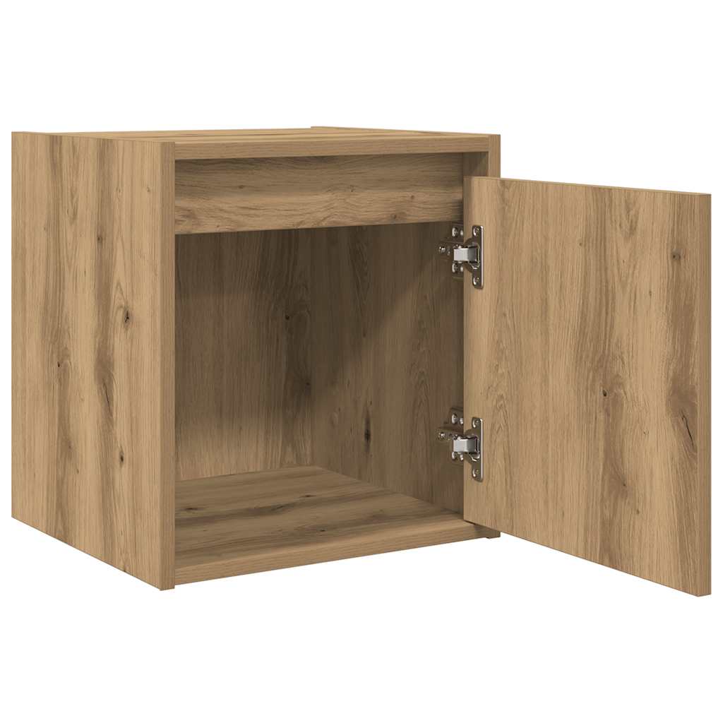 Κομοδίνα Επιτοίχια 2 τεμ. Αρτισιανή Δρυς 38x34x40 εκ.