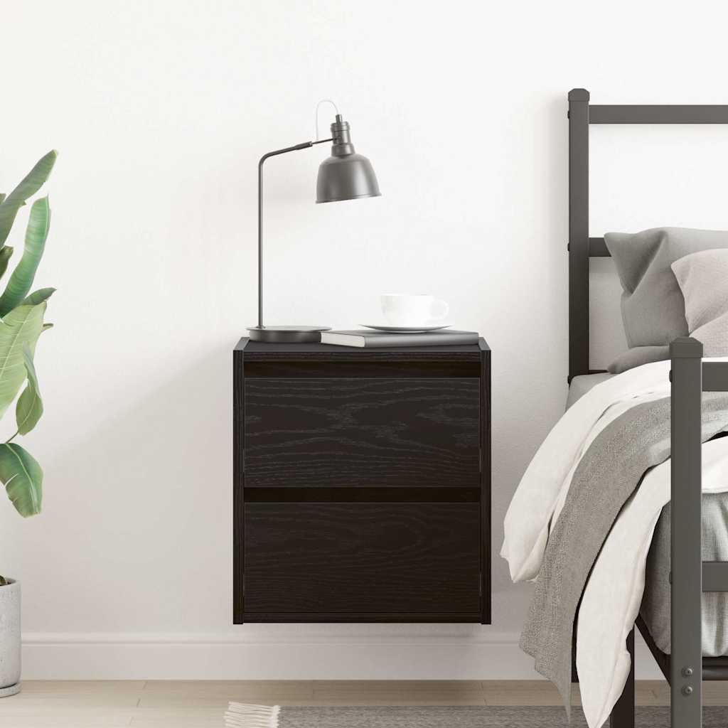 Κομοδίνο Επιτοίχιο Μαύρη βελανιδιά 38x34x40 εκ. - Pakobazaar