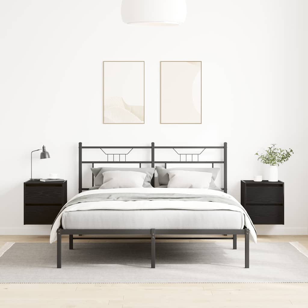 Κομοδίνα Επιτοίχια 2 τεμ. Μαύρη βελανιδιά 38x34x40 εκ. - Pakobazaar