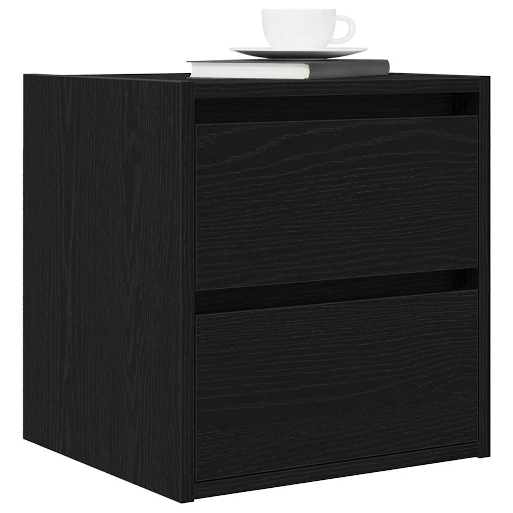 Κομοδίνα Επιτοίχια 2 τεμ. Μαύρη βελανιδιά 38x34x40 εκ. - Pakobazaar