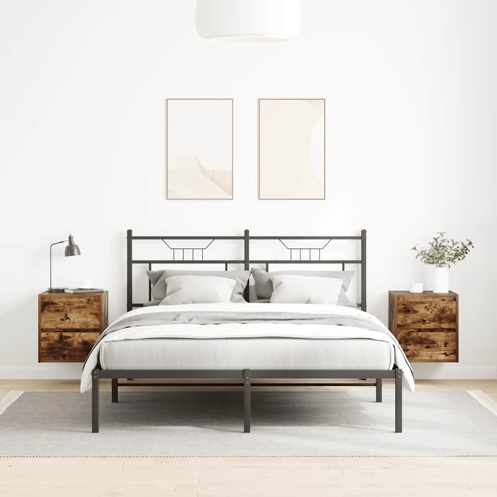 Κομοδίνα Επιτοίχια 2 τεμ. Καπνιστή Δρυς 38x34x40 εκ.