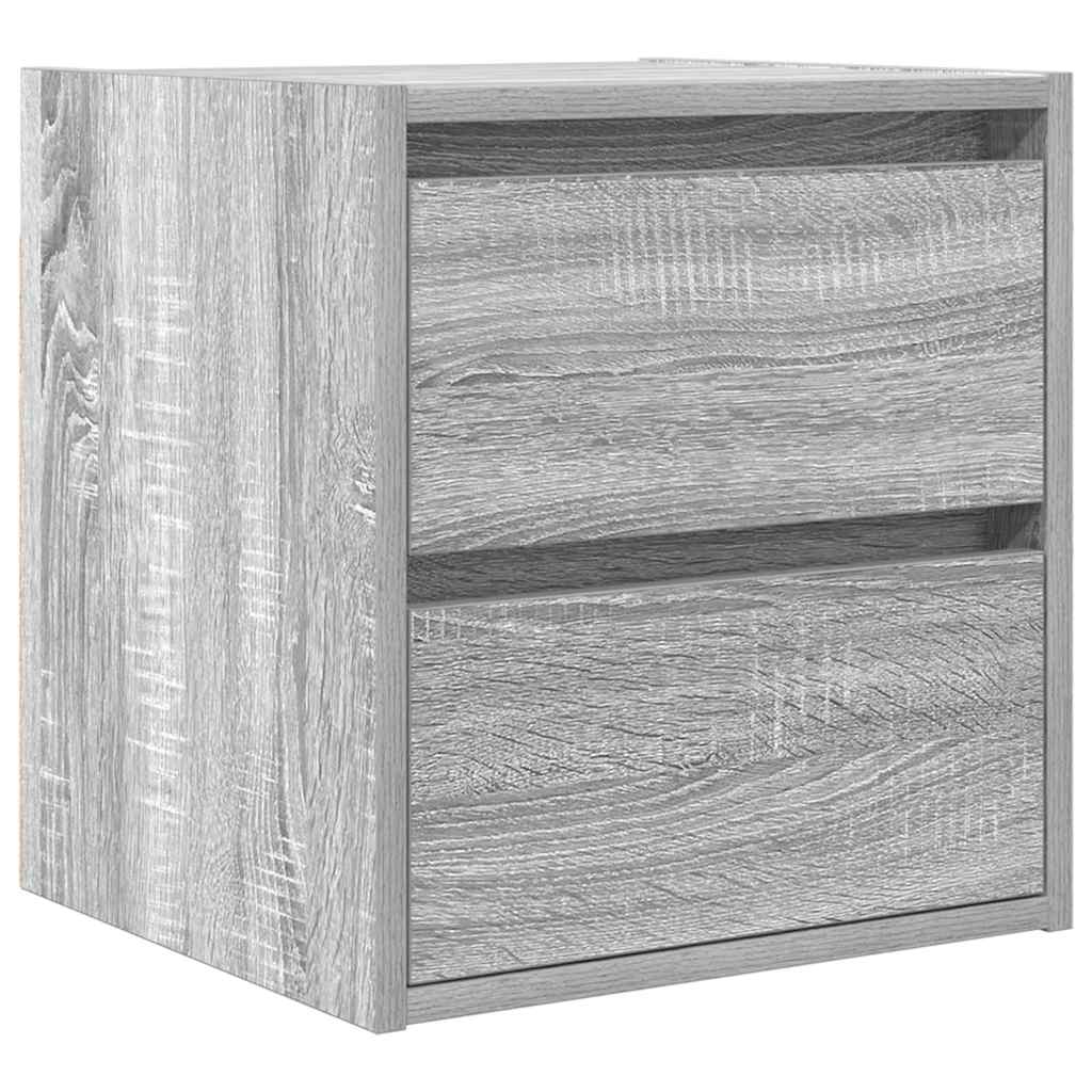 Κομοδίνα Επιτοίχια Γκρι Sonoma 38x34x40 εκ.