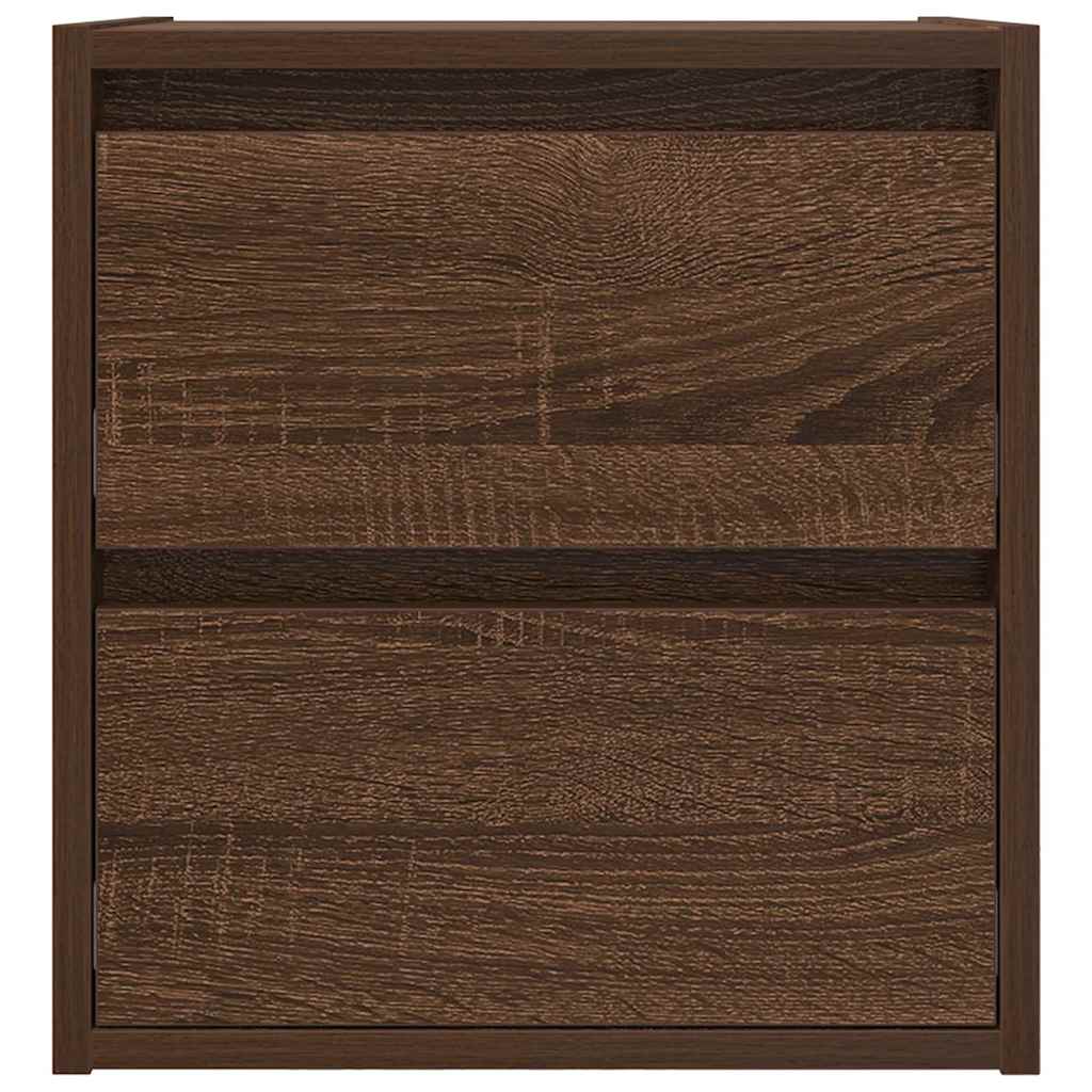 Κομοδίνα Επιτοίχια 2 τεμ. Καφέ Δρυς 38x34x40 εκ.