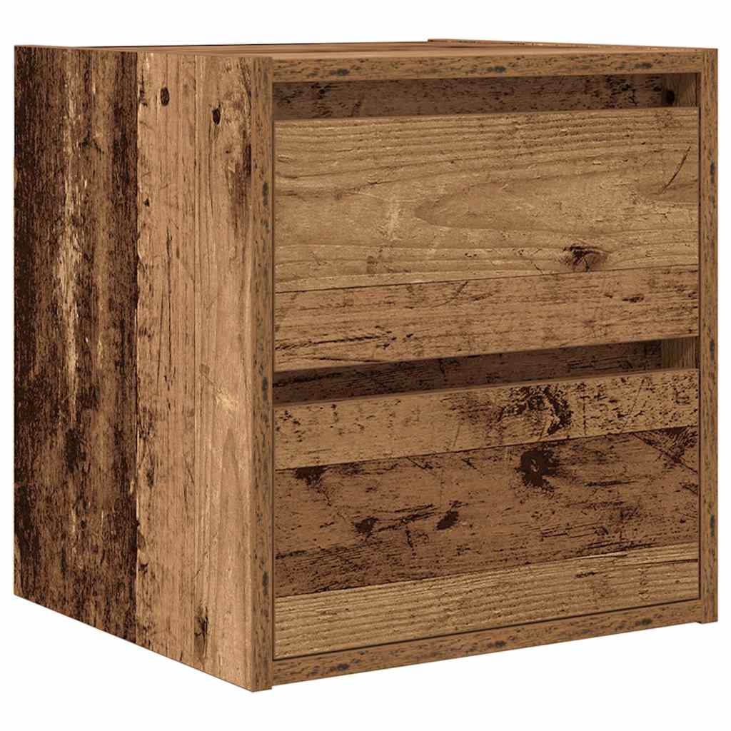 Κομοδίνο Επιτοίχιο Όψη Παλαιού Ξύλου 38x34x40 εκ. - Pakobazaar