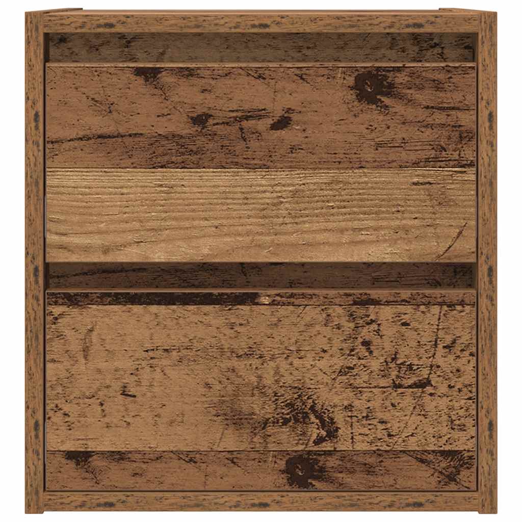 Κομοδίνο Επιτοίχιο Όψη Παλαιού Ξύλου 38x34x40 εκ. - Pakobazaar