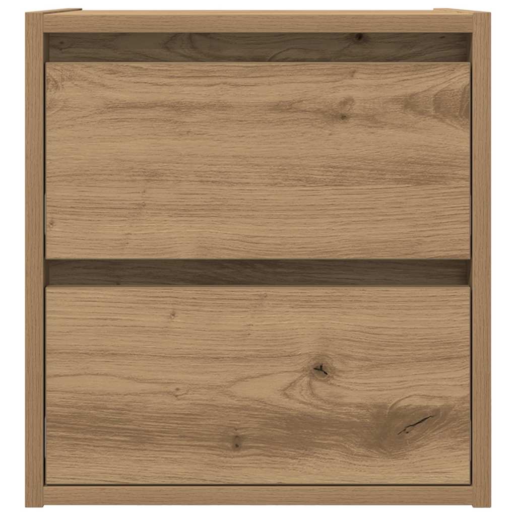Κομοδίνα Επιτοίχια 2 τεμ. Αρτισιανή Δρυς 38x34x40 εκ.