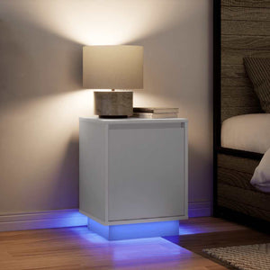 Κομοδίνο με φώτα LED Λευκό 38x34x50 cm - Pakobazaar