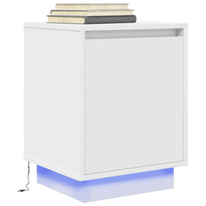 Κομοδίνα με φώτα LED 2 τεμάχια Λευκό 38x34x50 cm - Pakobazaar
