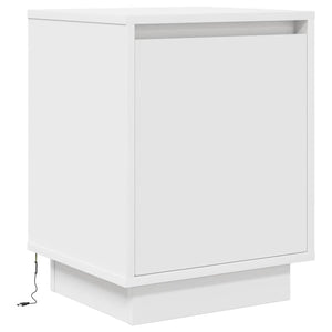 Κομοδίνα με φώτα LED 2 τεμάχια Λευκό 38x34x50 cm - Pakobazaar