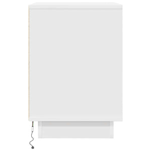 Κομοδίνα με φώτα LED 2 τεμάχια Λευκό 38x34x50 cm - Pakobazaar