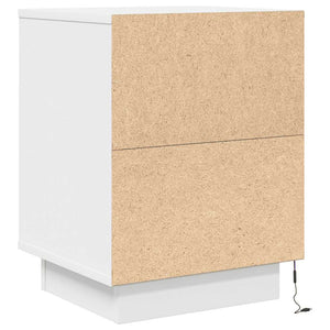 Κομοδίνα με φώτα LED 2 τεμάχια Λευκό 38x34x50 cm - Pakobazaar