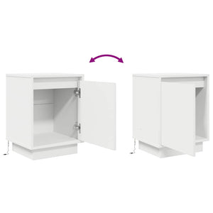 Κομοδίνα με φώτα LED 2 τεμάχια Λευκό 38x34x50 cm - Pakobazaar