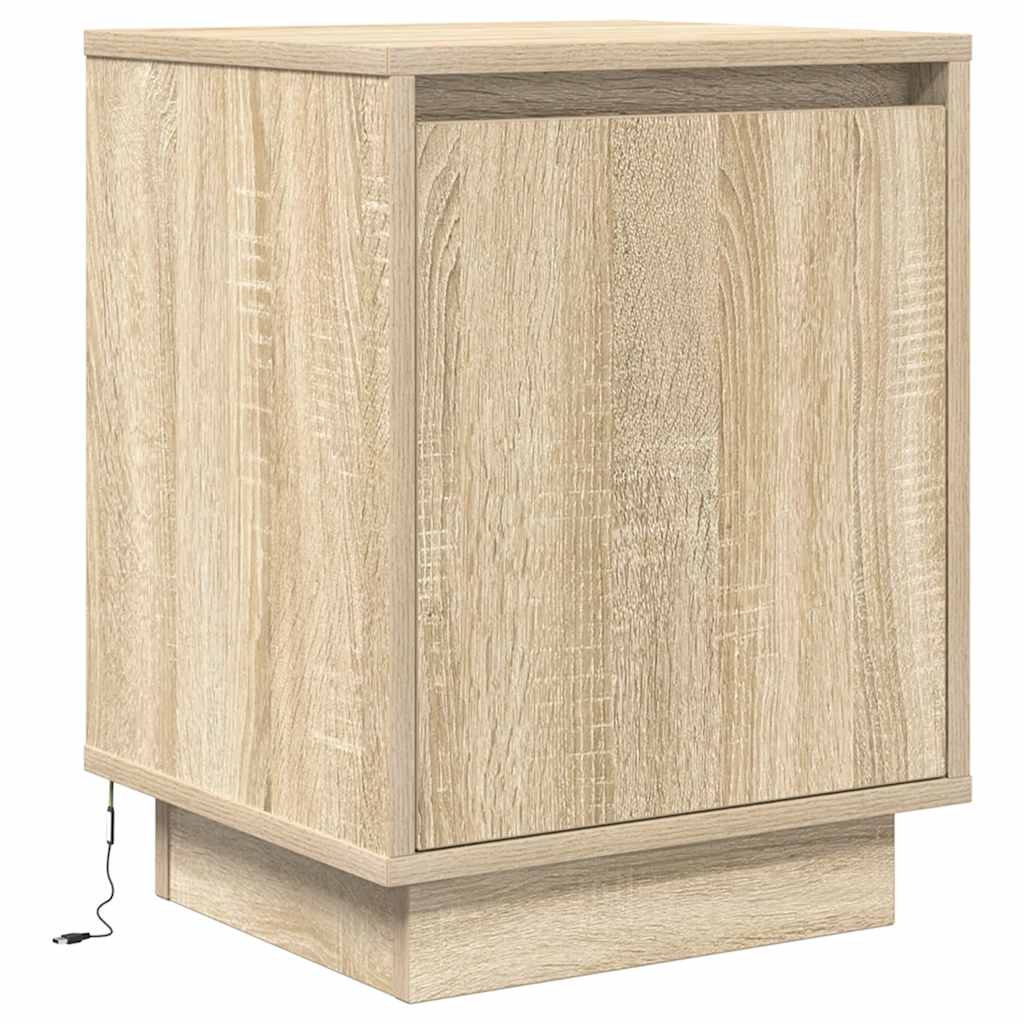 Κομοδίνο με φώτα LED Sonoma Oak 38x34x50 cm - Pakobazaar
