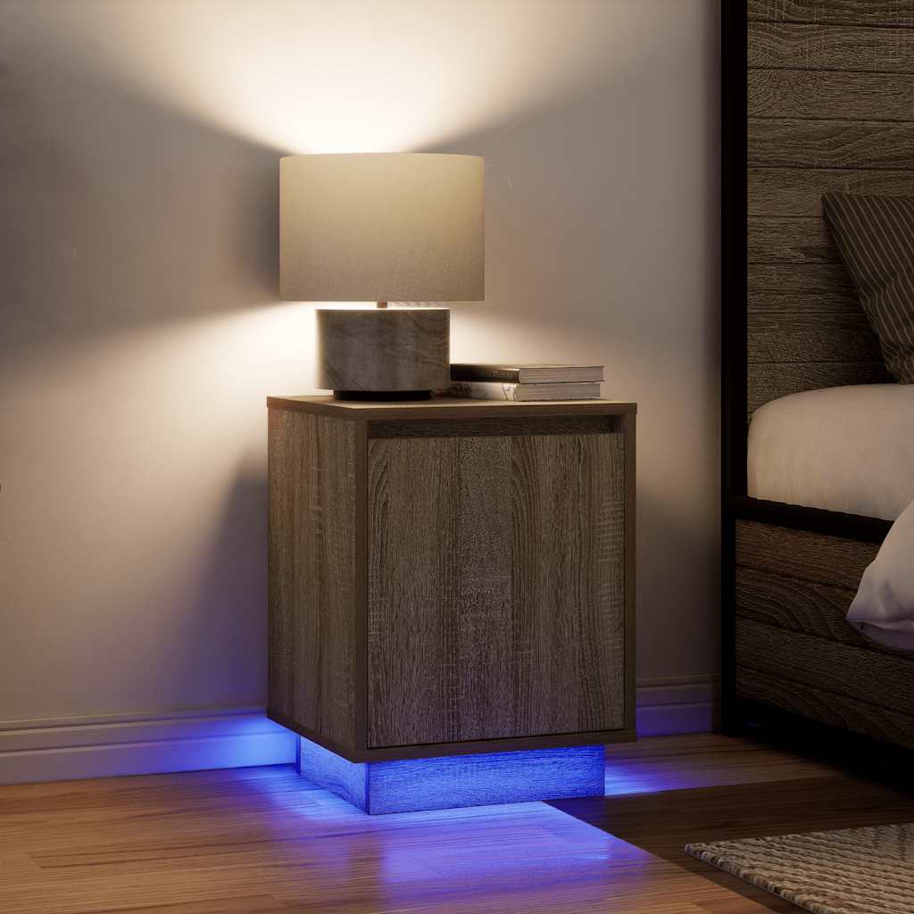 Κομοδίνο με φώτα LED Sonoma Oak 38x34x50 cm - Pakobazaar