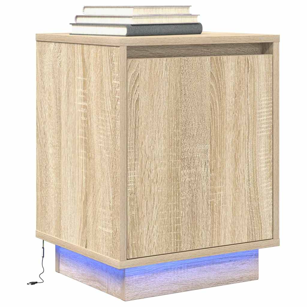 Κομοδίνο με φώτα LED Sonoma Oak 38x34x50 cm - Pakobazaar