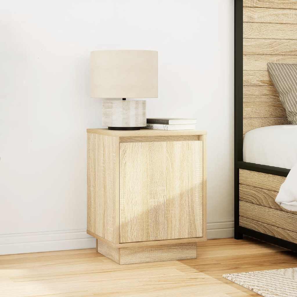 Κομοδίνα με φώτα LED 2 τεμάχια Sonoma Oak 38x34x50 cm - Pakobazaar