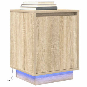 Κομοδίνα με φώτα LED 2 τεμάχια Sonoma Oak 38x34x50 cm - Pakobazaar
