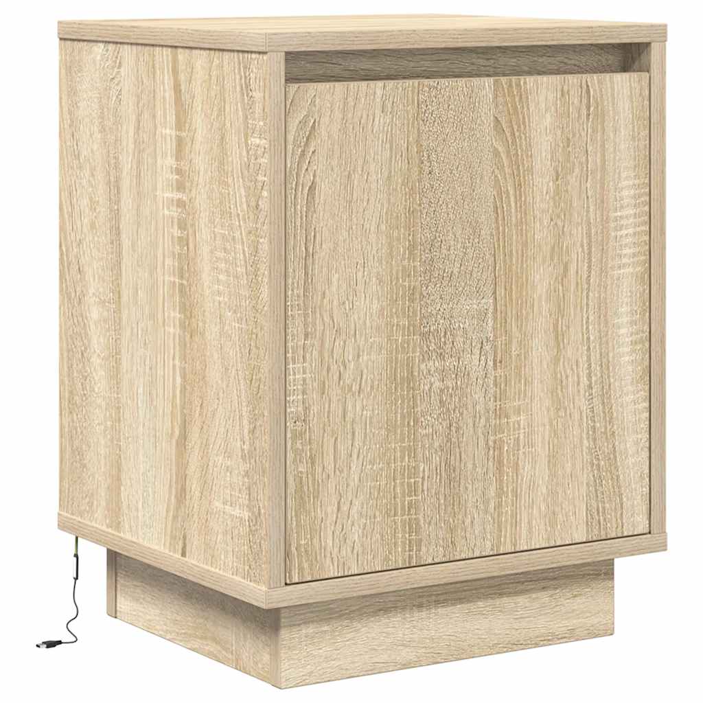 Κομοδίνα με φώτα LED 2 τεμάχια Sonoma Oak 38x34x50 cm - Pakobazaar