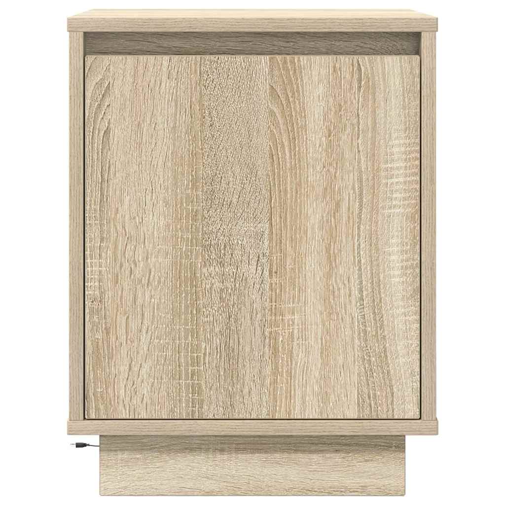 Κομοδίνα με φώτα LED 2 τεμάχια Sonoma Oak 38x34x50 cm - Pakobazaar