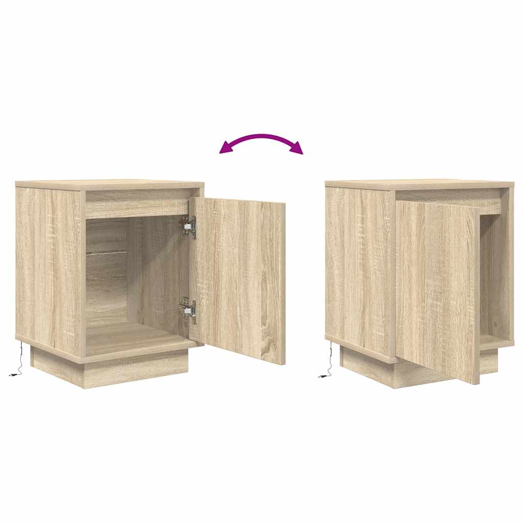 Κομοδίνα με φώτα LED 2 τεμάχια Sonoma Oak 38x34x50 cm - Pakobazaar